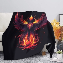 Phénix Plaid en Polaire Imprimé 3D Couverture Douce Confortable pour Canapé Lit Bureau
