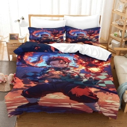 Tueur de démons: Demon Slayer Housse de Couette Imprimée 3D Douce 3 Pièces Literie Garçons Filles