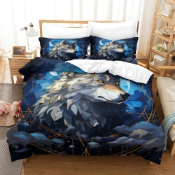 Loup Housse de Couette Imprimée 3D Douce 3 Pièces Literie Garçons Filles