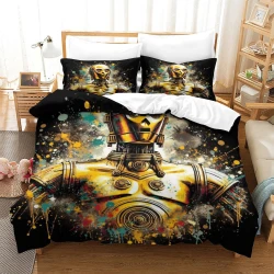 C-3PO Star Wars Housse de Couette Imprimée 3D Douce 3 Pièces Literie Garçons Filles  