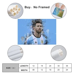 Lionel Messi Peinture sur toile sans cadre, impressions posters art mural pour déco maison chambre bureau