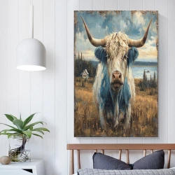 Vache des Highlands Peinture sur toile sans cadre, impressions posters art mural pour déco maison chambre bureau