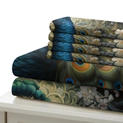 Paon Housse de Couette Imprimée 3D Douce 3 Pièces Literie Garçons Filles
