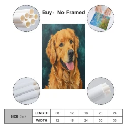 Golden Retriever Peinture sur toile sans cadre, impressions posters art mural pour déco maison chambre bureau