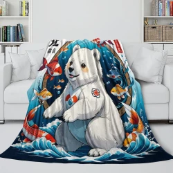 Oso polar Manta de Forro Polar Impresa en 3D Suave y Acogedora para Sofá Cama Oficina