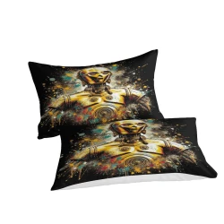 C-3PO Star Wars Housse de Couette Imprimée 3D Douce 3 Pièces Literie Garçons Filles  