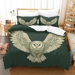Hibou Housse de Couette Imprimée 3D Douce 3 Pièces Literie Garçons Filles