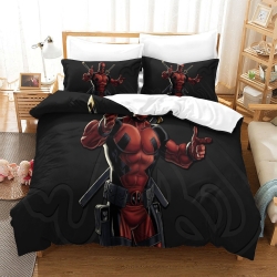 Deadpool Marvel Housse de Couette Imprimée 3D Douce 3 Pièces Literie Garçons Filles