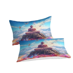 Bouddha Housse de Couette Imprimée 3D Douce 3 Pièces Literie Garçons Filles