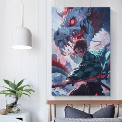 Tueur de démons: Demon Slayer Peinture sur toile sans cadre, impressions posters art mural pour déco maison chambre bureau