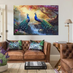 Paon Peinture sur toile sans cadre, impressions posters art mural pour déco maison chambre bureau