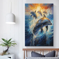 Dauphin Peinture sur toile sans cadre, impressions posters art mural pour déco maison chambre bureau