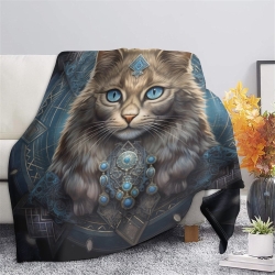 Chat Plaid en Polaire Imprimé 3D Couverture Douce Confortable pour Canapé Lit Bureau