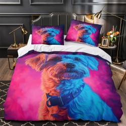 Yorkshire Terrier Housse de Couette Imprimée 3D Douce 3 Pièces Literie Garçons Filles