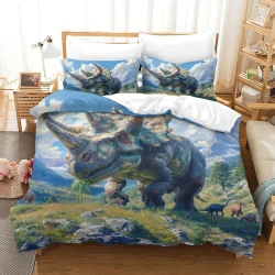 Dinosaure Housse de Couette Imprimée 3D Douce 3 Pièces Literie Garçons Filles