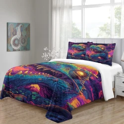 Dinosaure Housse de Couette Imprimée 3D Douce 3 Pièces Literie Garçons Filles