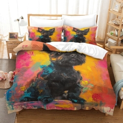 Yorkshire Terrier Housse de Couette Imprimée 3D Douce 3 Pièces Literie Garçons Filles