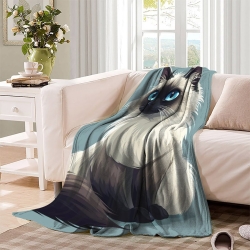 Chat Plaid en Polaire Imprimé 3D Couverture Douce Confortable pour Canapé Lit Bureau