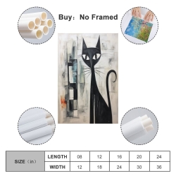 Art abstrait Chat Peinture sur toile sans cadre, impressions posters art mural pour déco maison chambre bureau