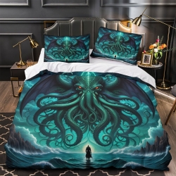 Mythe de l'horreur Cthulhu Housse de Couette Imprimée 3D Douce 3 Pièces Literie Garçons Filles