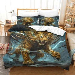 Lion Housse de Couette Imprimée 3D Douce 3 Pièces Literie Garçons Filles