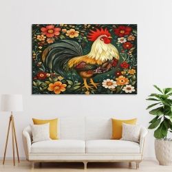 Coq Peinture sur toile sans cadre, impressions posters art mural pour déco maison chambre bureau