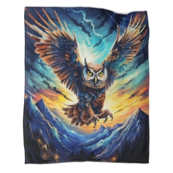 Hibou Plaid en Polaire Imprimé 3D Couverture Douce Confortable pour Canapé Lit Bureau