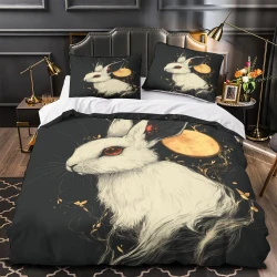 Lapin Housse de Couette Imprimée 3D Douce 3 Pièces Literie Garçons Filles