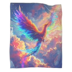 Phénix Plaid en Polaire Imprimé 3D Couverture Douce Confortable pour Canapé Lit Bureau
