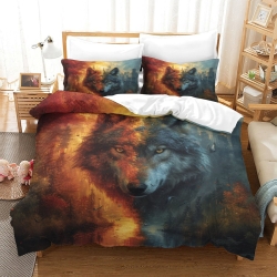 Loup Housse de Couette Imprimée 3D Douce 3 Pièces Literie Garçons Filles