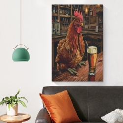 Coq Peinture sur toile sans cadre, impressions posters art mural pour déco maison chambre bureau