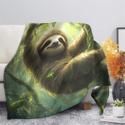 Paresseux Plaid en Polaire Imprimé 3D Couverture Douce Confortable pour Canapé Lit Bureau