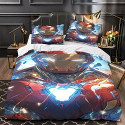 Avengers Iron Man Funda Nórdica Impresa en 3D Suave 3 Piezas Ropa de Cama para Niños Niñas