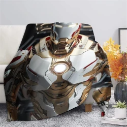 Avengers Iron Man Plaid en Polaire Imprimé 3D Couverture Douce Confortable pour Canapé Lit Bureau