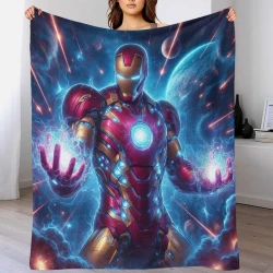 Avengers Iron Man Plaid en Polaire Imprimé 3D Couverture Douce Confortable pour Canapé Lit Bureau