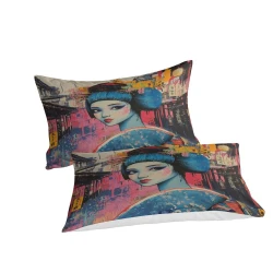 Arte grafiti japonés Funda Nórdica Impresa en 3D Suave 3 Piezas Ropa de Cama para Niños Niñas