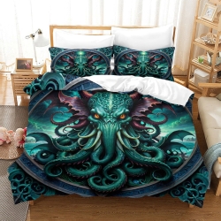 Mythe de l'horreur Cthulhu Housse de Couette Imprimée 3D Douce 3 Pièces Literie Garçons Filles