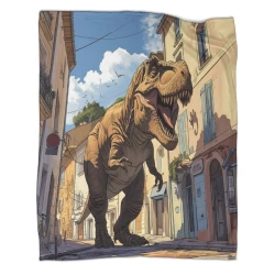 Dinosaure Plaid en Polaire Imprimé 3D Couverture Douce Confortable pour Canapé Lit Bureau