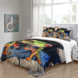 Grenouille Housse de Couette Imprimée 3D Douce 3 Pièces Literie Garçons Filles