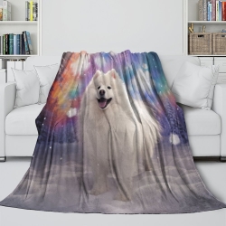 Chien mignon Plaid en Polaire Imprimé 3D Couverture Douce Confortable pour Canapé Lit Bureau
