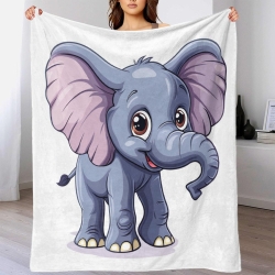 Éléphant Plaid en Polaire Imprimé 3D Couverture Douce Confortable pour Canapé Lit Bureau