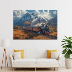 Train à vapeur Peinture sur toile sans cadre, impressions posters art mural pour déco maison chambre bureau