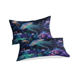 Méduse Housse de Couette Imprimée 3D Douce 3 Pièces Literie Garçons Filles