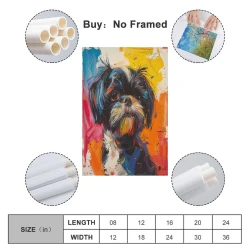 Shih Tzu Pintura en lienzo sin marco, impresiones de pósters arte pared para decoración hogar dormitorio oficina