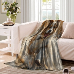 Corgi Plaid en Polaire Imprimé 3D Couverture Douce Confortable pour Canapé Lit Bureau
