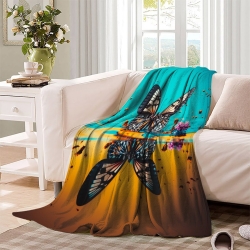 Papillon Plaid en Polaire Imprimé 3D Couverture Douce Confortable pour Canapé Lit Bureau