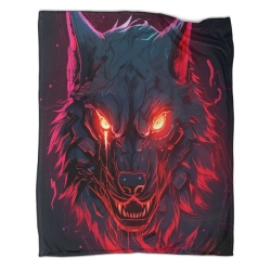 Loup Plaid en Polaire Imprimé 3D Couverture Douce Confortable pour Canapé Lit Bureau