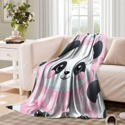 Panda Plaid en Polaire Imprimé 3D Couverture Douce Confortable pour Canapé Lit Bureau
