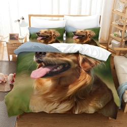 Golden Retriever Housse de Couette Imprimée 3D Douce 3 Pièces Literie Garçons Filles