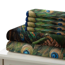 Paon Housse de Couette Imprimée 3D Douce 3 Pièces Literie Garçons Filles